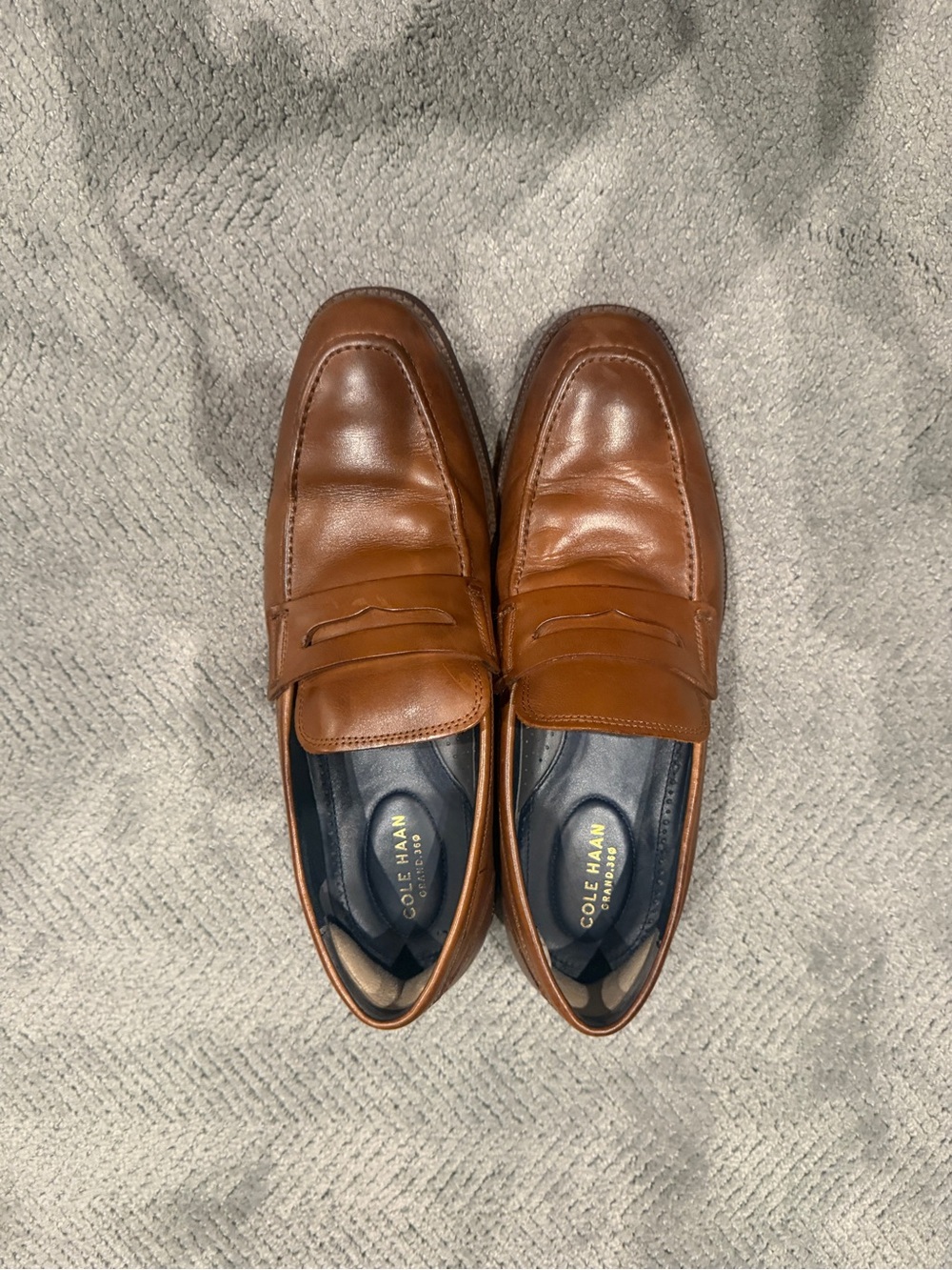 Cole Haan Men's 360 on Brown Leather Penny Loafers